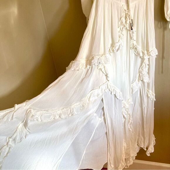NEW Free People In Your Dreams Maxi Dress Flowy Babydoll White Cotton Size S - Picture 8 of 14